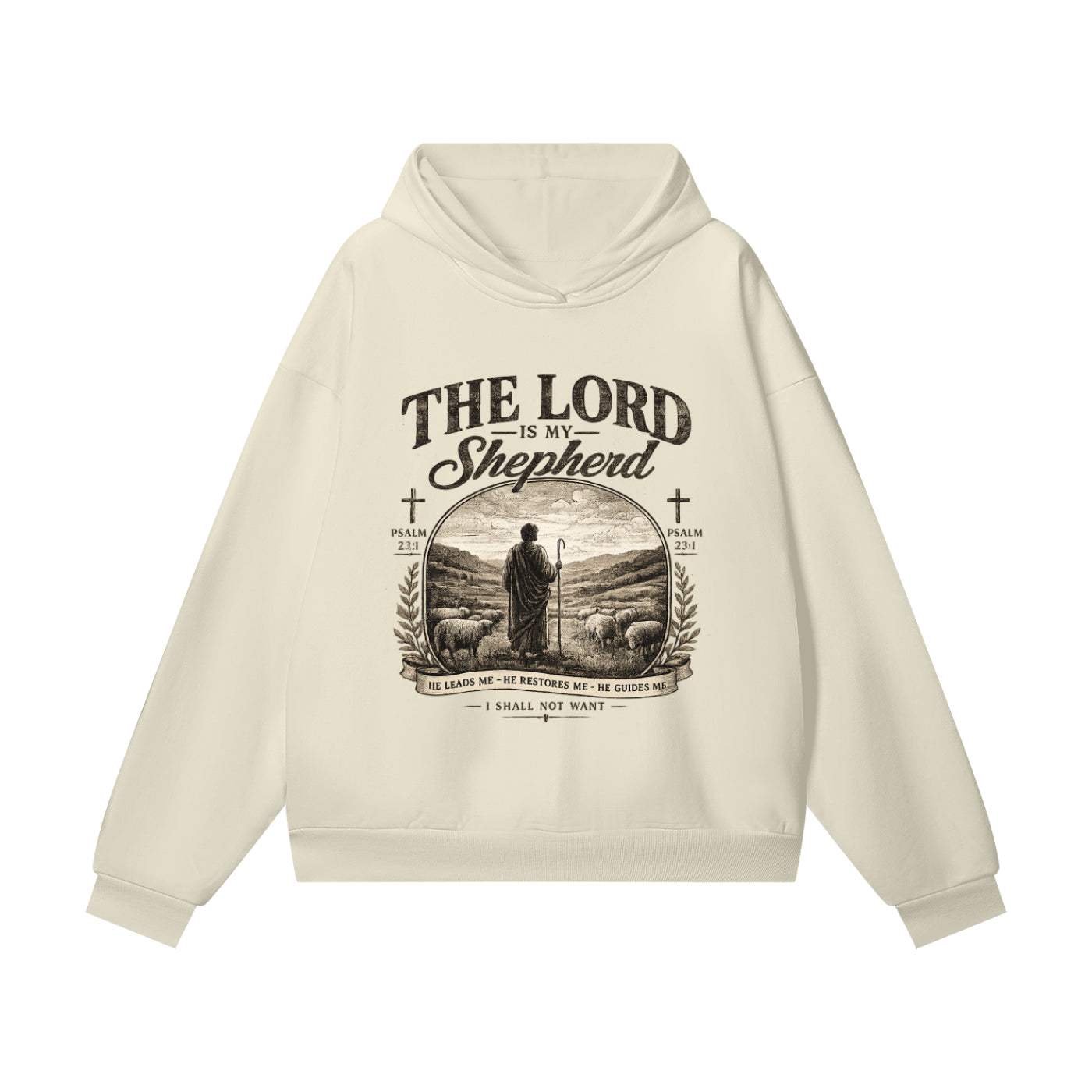 The lord is my shepherd Hidden Pocket Fleece Hoodie