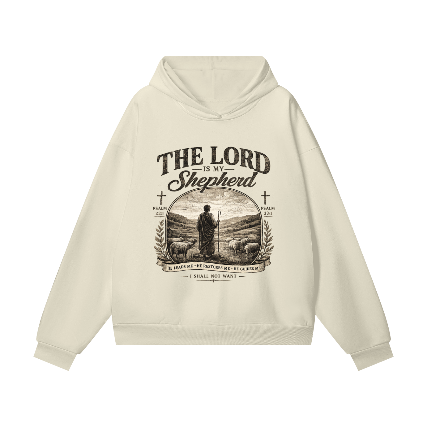 The lord is my shepherd Hidden Pocket Fleece Hoodie